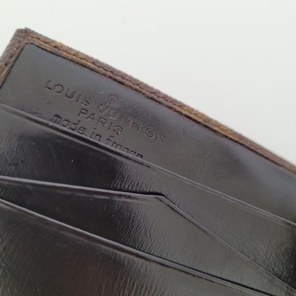 LOUIS VUITTON Vintage 70- 80s Monogram Leather Wallet Brown Medium Trifold Elise - Picture 6 of 13